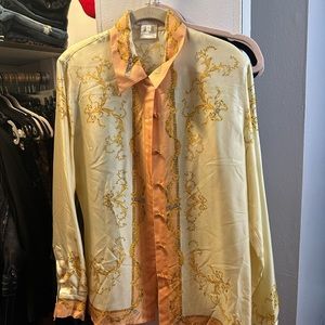 Vintage escada silk button down shirt with gold buttons